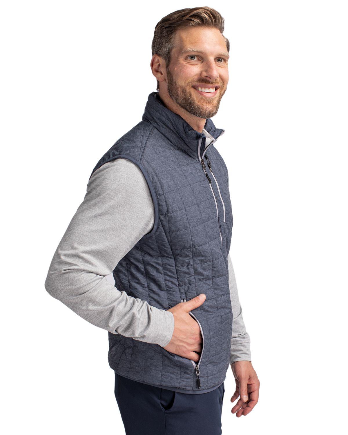 Cutter & Buck Rainier PrimaLoft Eco Insulated Full Zip Puffer Vest Blue - Hajjar's Big & Tall Mens Clothing