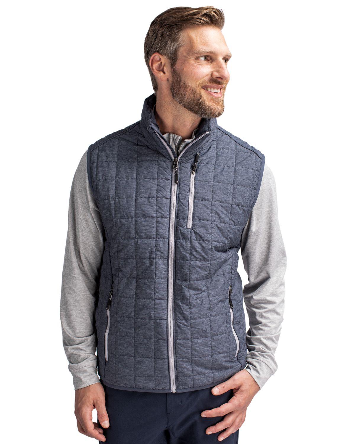 Cutter & Buck Rainier PrimaLoft Eco Insulated Full Zip Puffer Vest Blue - Hajjar's Big & Tall Mens Clothing