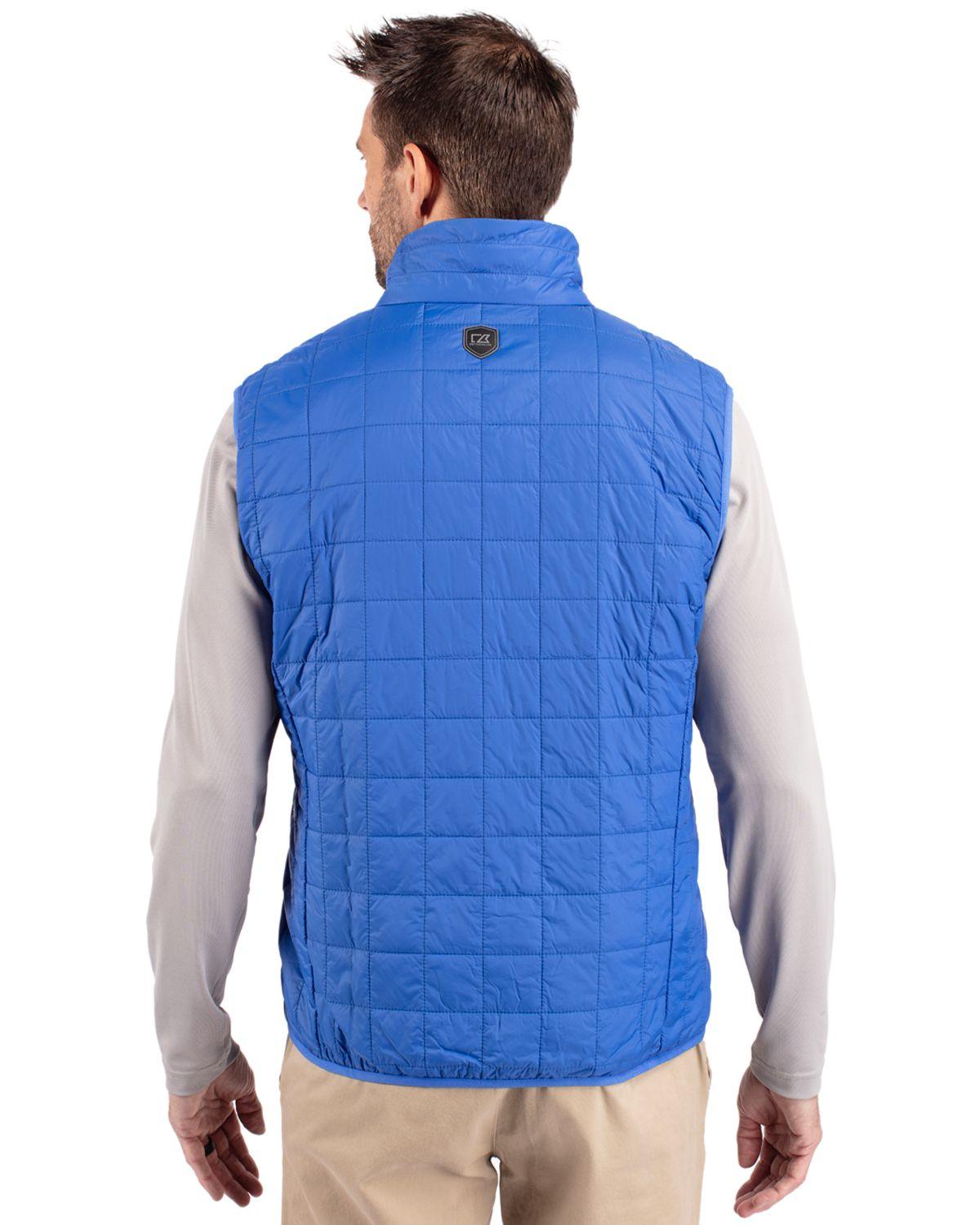 Cutter & Buck Rainier PrimaLoft Eco Insulated Full Zip Puffer Vest Royal Blue - Hajjar's Big & Tall Mens Clothing