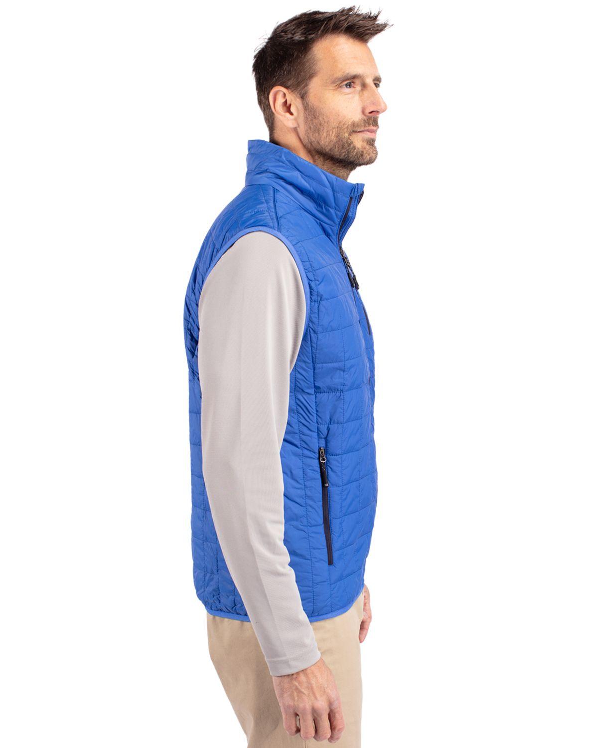Cutter & Buck Rainier PrimaLoft Eco Insulated Full Zip Puffer Vest Royal Blue - Hajjar's Big & Tall Mens Clothing
