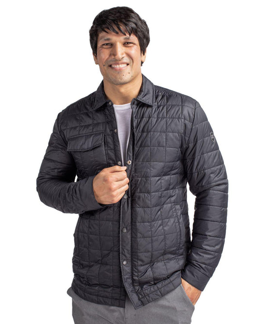 Cutter & Buck Eco Insulated Quilted Shirt Jacket Black - Hajjar's Big & Tall Mens Clothing