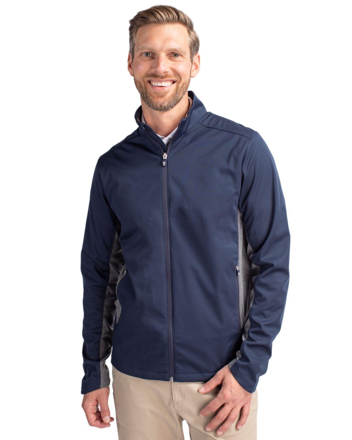 Cutter & Buck Navigate Softshell Full Zip Jacket Liberty Navy - Hajjar's Big & Tall Mens Clothing