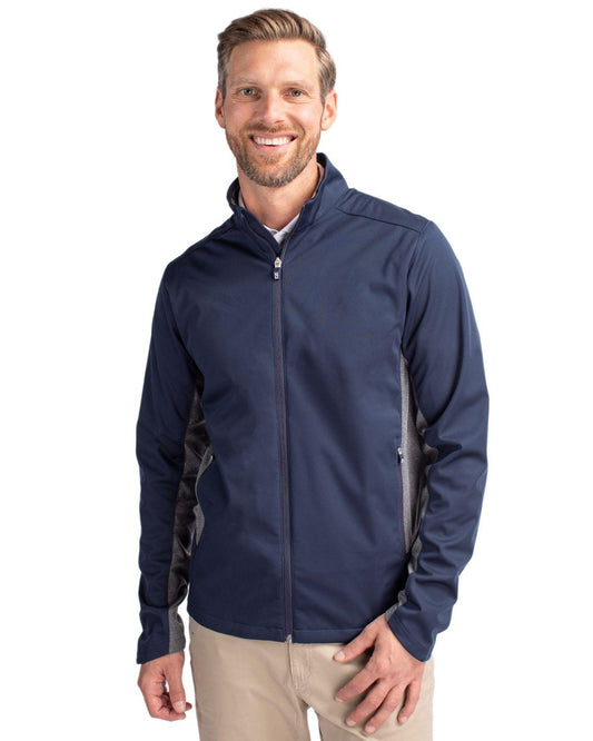 Cutter & Buck Navigate Softshell Full Zip Jacket Liberty Navy - Hajjar's Big & Tall Mens Clothing
