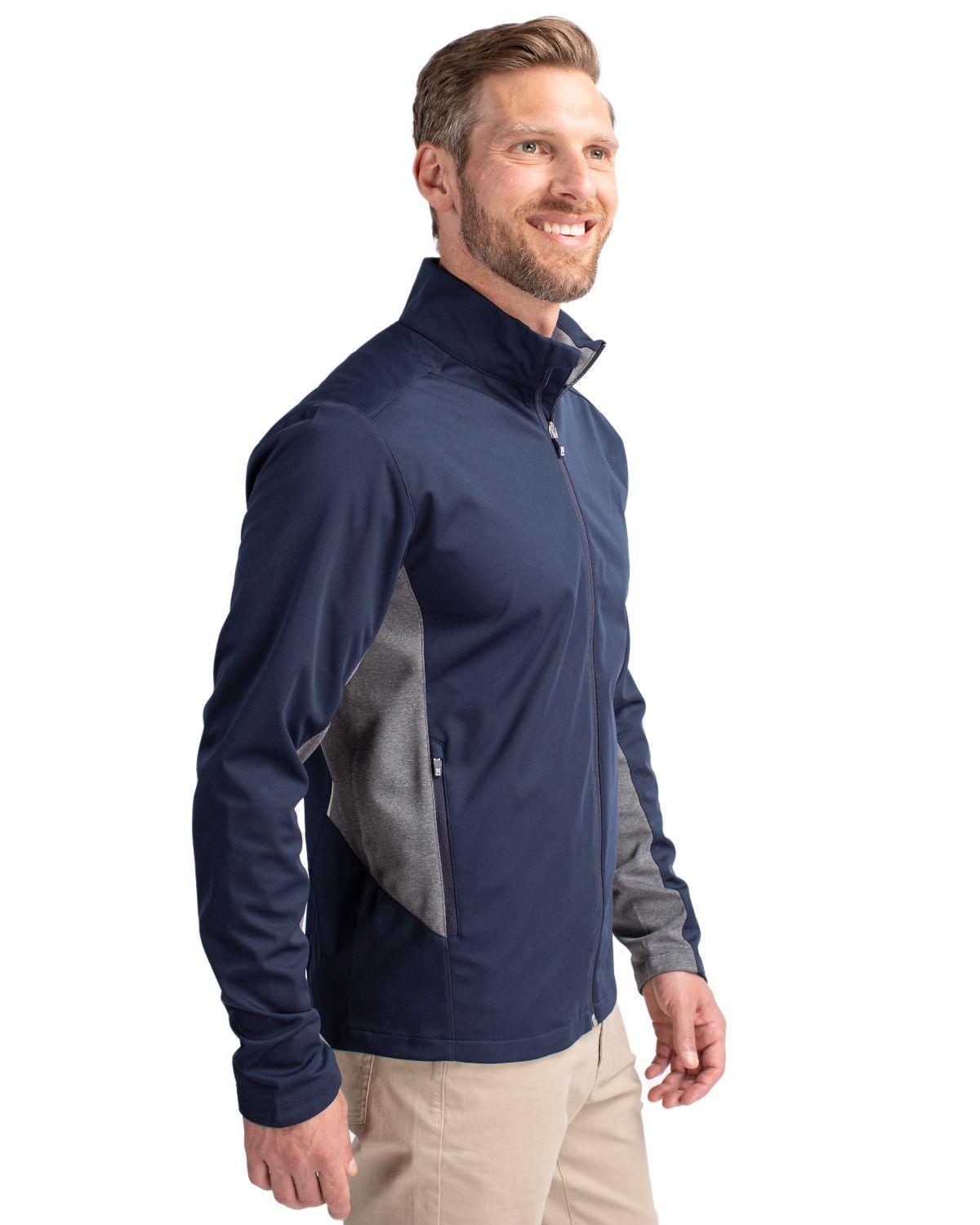 Cutter & Buck Navigate Softshell Full Zip Jacket Liberty Navy - Hajjar's Big & Tall Mens Clothing