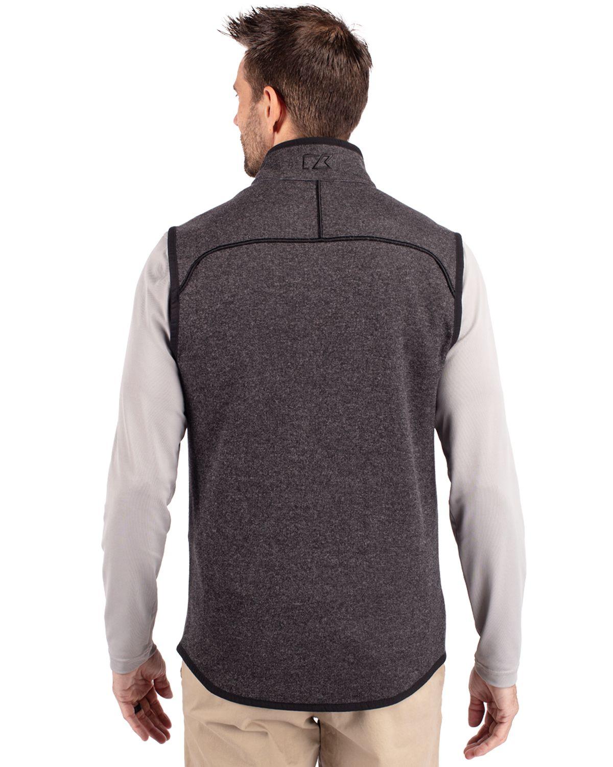 Cutter & Buck Mainsail Sweater-Knit Full Zip Vest Charcoal Heather - Hajjar's Big & Tall Mens Clothing