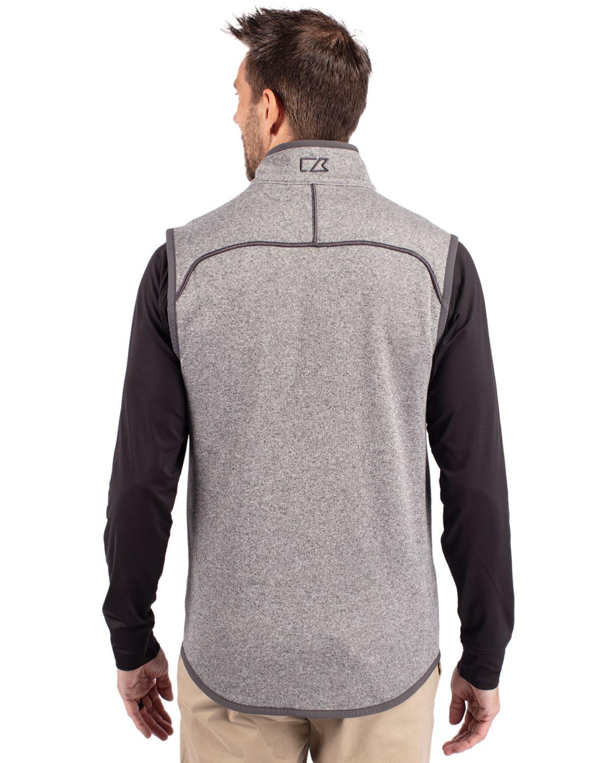Cutter & Buck Mainsail Sweater-Knit Full Zip Vest Polished Heather - Hajjar's Big & Tall Mens Clothing
