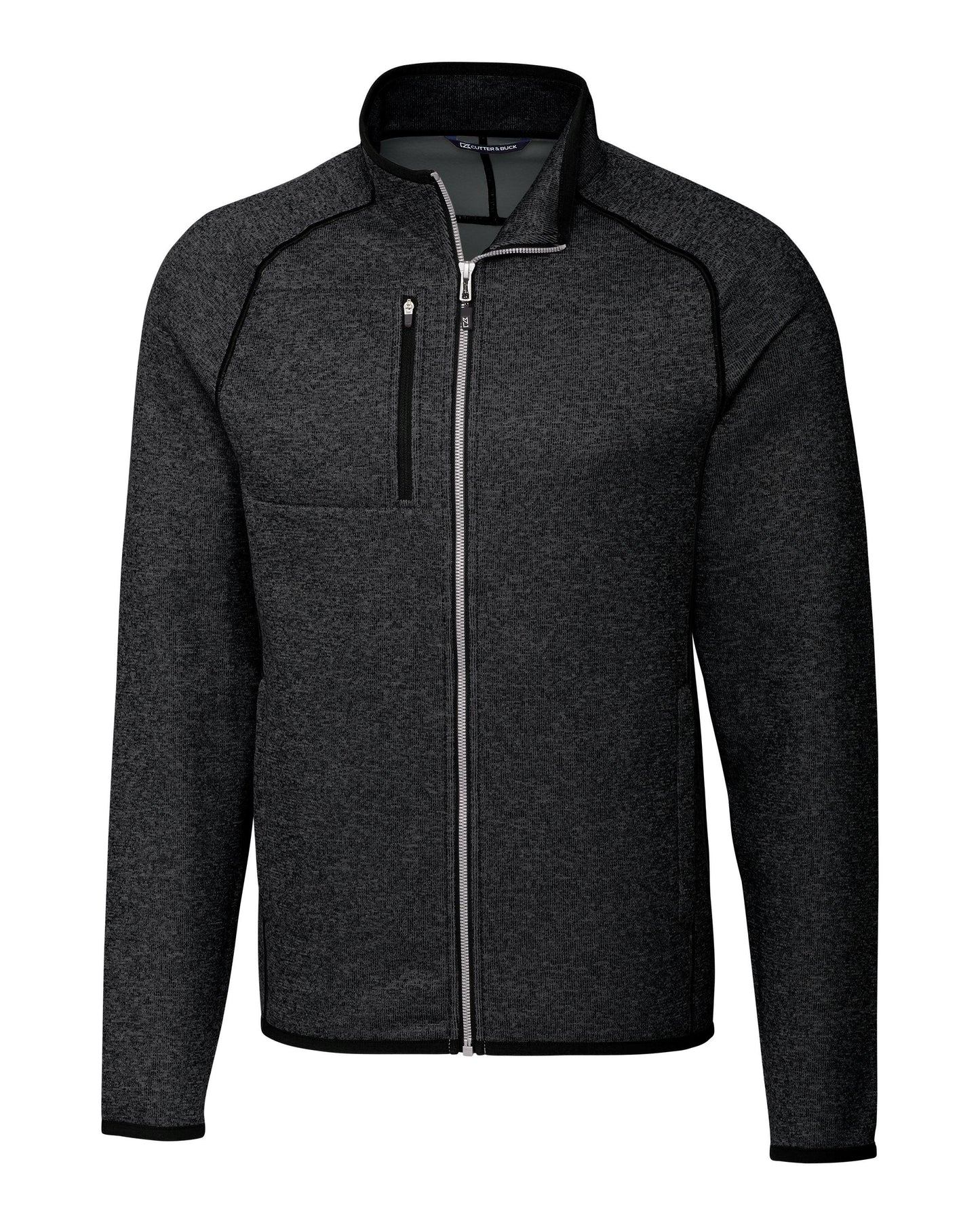 Cutter & Buck Mainsail Sweater-Knit Full Zip Jacket Charcoal Heather - Hajjar's Big & Tall Mens Clothing
