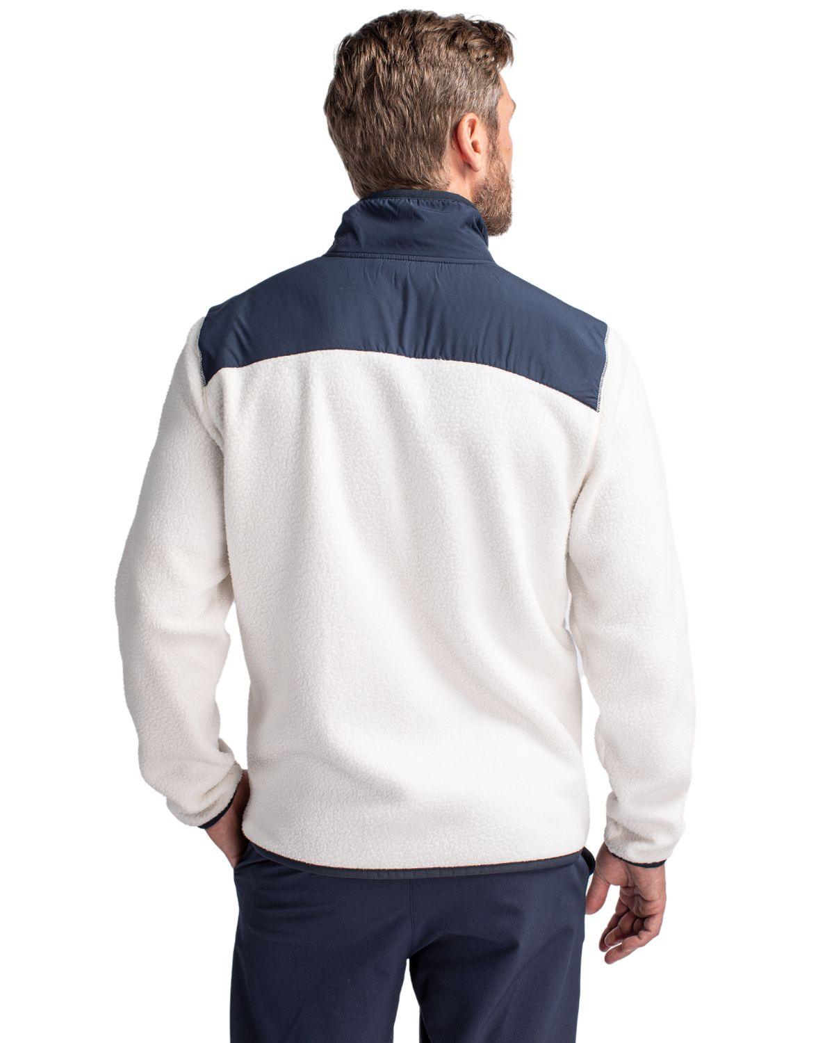 Cutter & Buck Cascade Eco Sherpa Fleece Jacket Shell/Navy Blue - Hajjar's Big & Tall Mens Clothing
