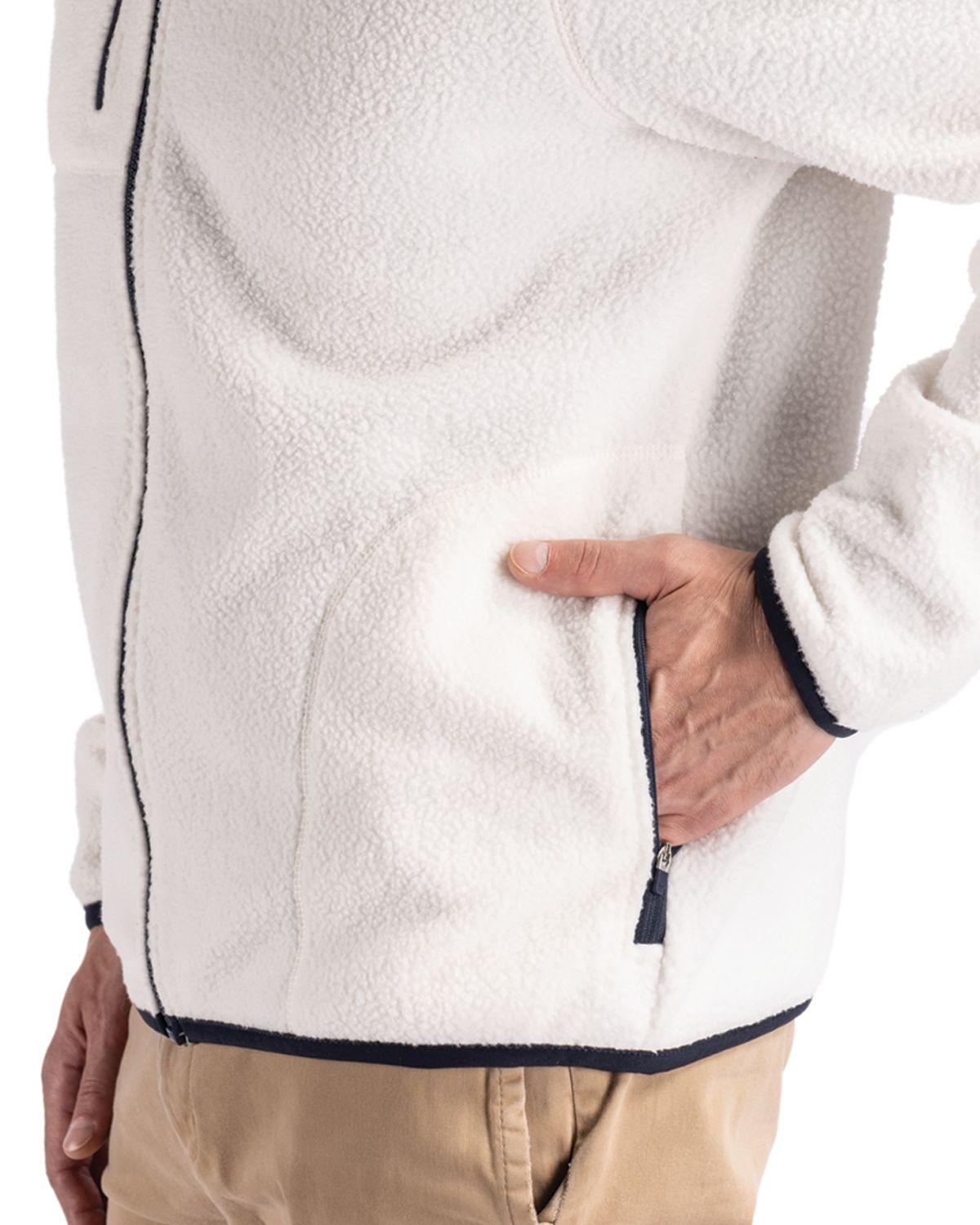 Cutter & Buck Cascade Eco Sherpa Fleece Jacket Shell/Navy Blue - Hajjar's Big & Tall Mens Clothing