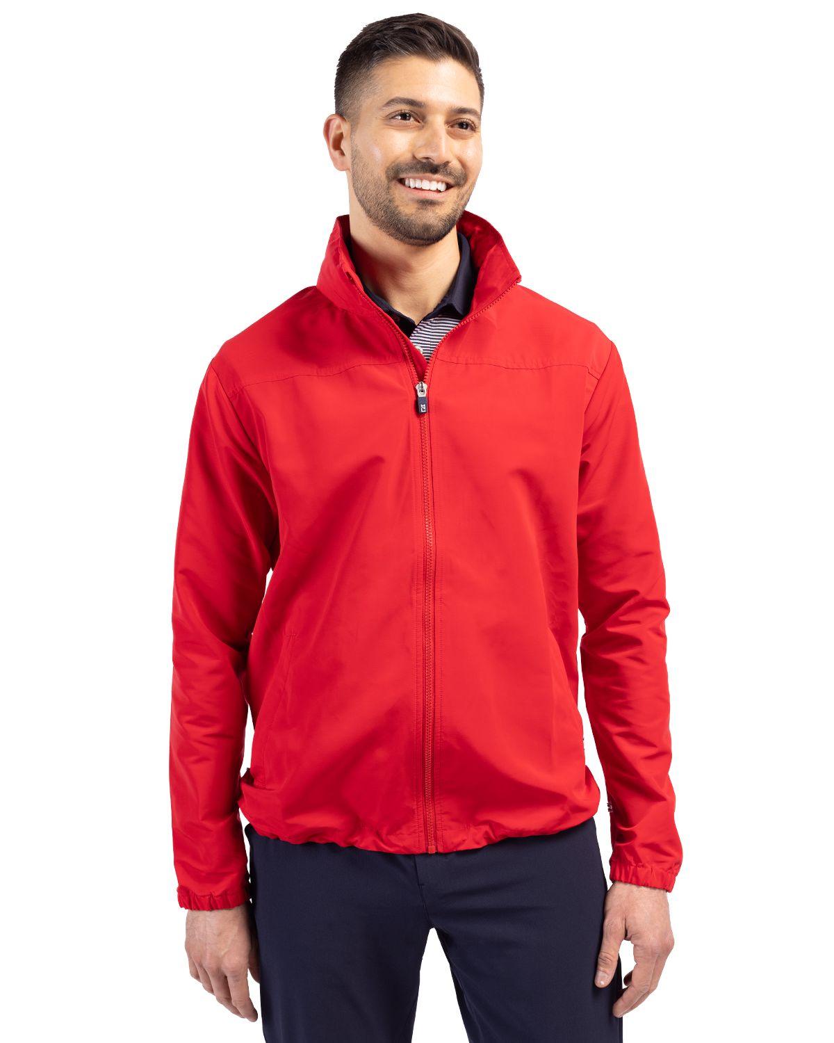 Cutter & Buck Charter Eco Knit Recycled Full-Zip Jacket Red - Hajjar's Big & Tall Mens Clothing