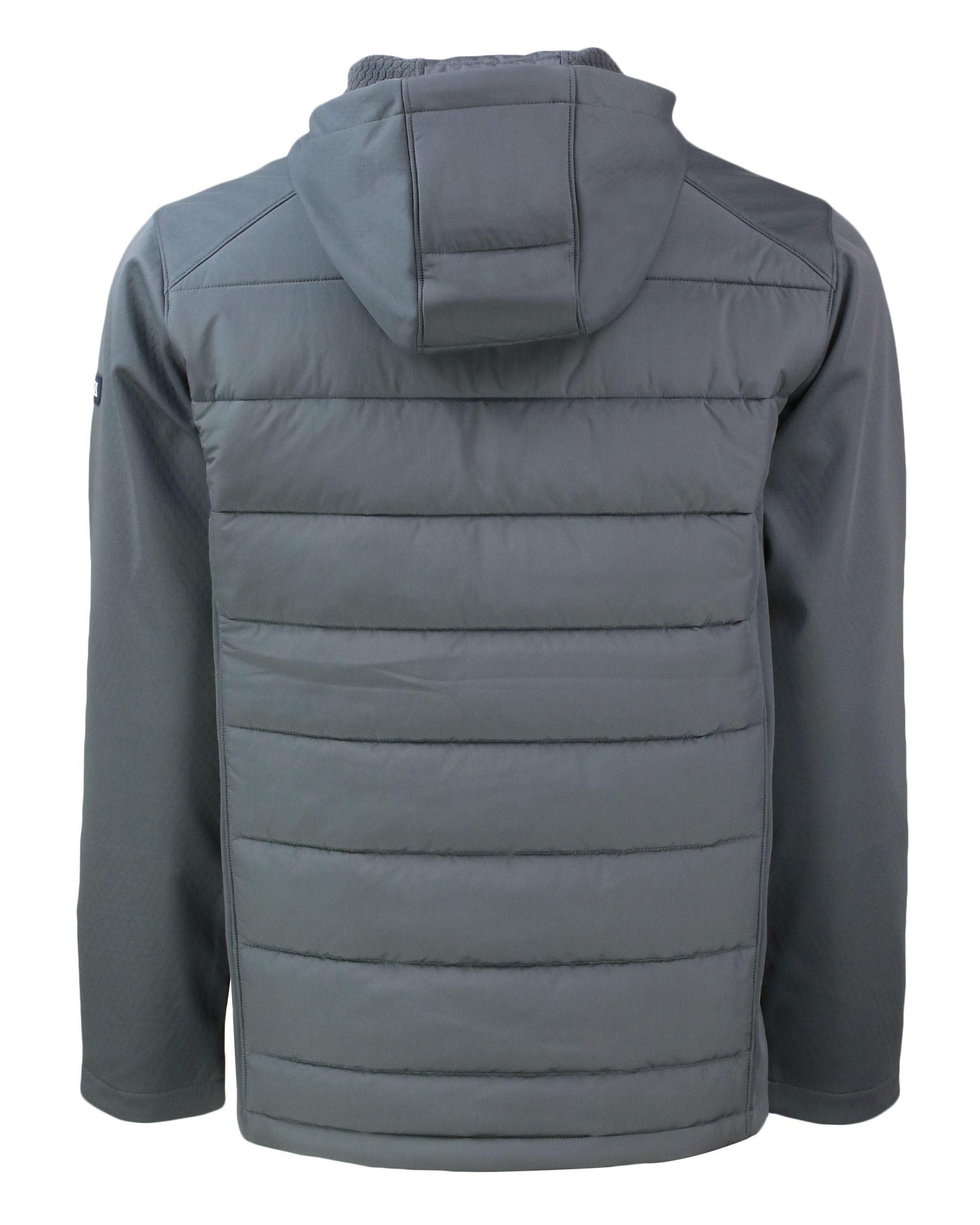 Cutter & Buck Evoke Hybrid Eco Softshell Recycled Full Zip Hooded Jacket Elemental Grey - Hajjar's Big & Tall Mens Clothing