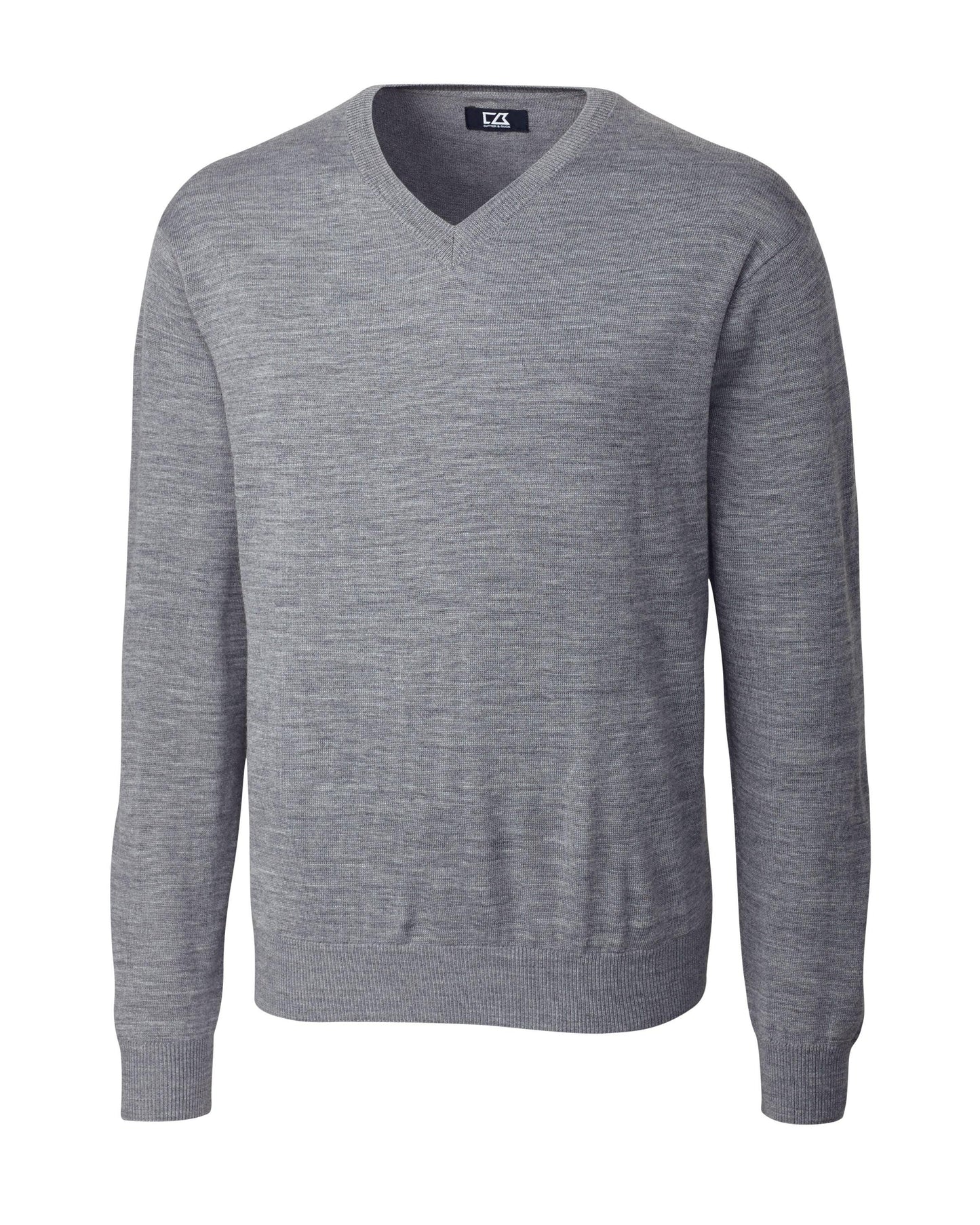 Cutter & Buck Douglas V-neck Sweater Mid Grey Heather - Hajjar's Big & Tall Mens Clothing