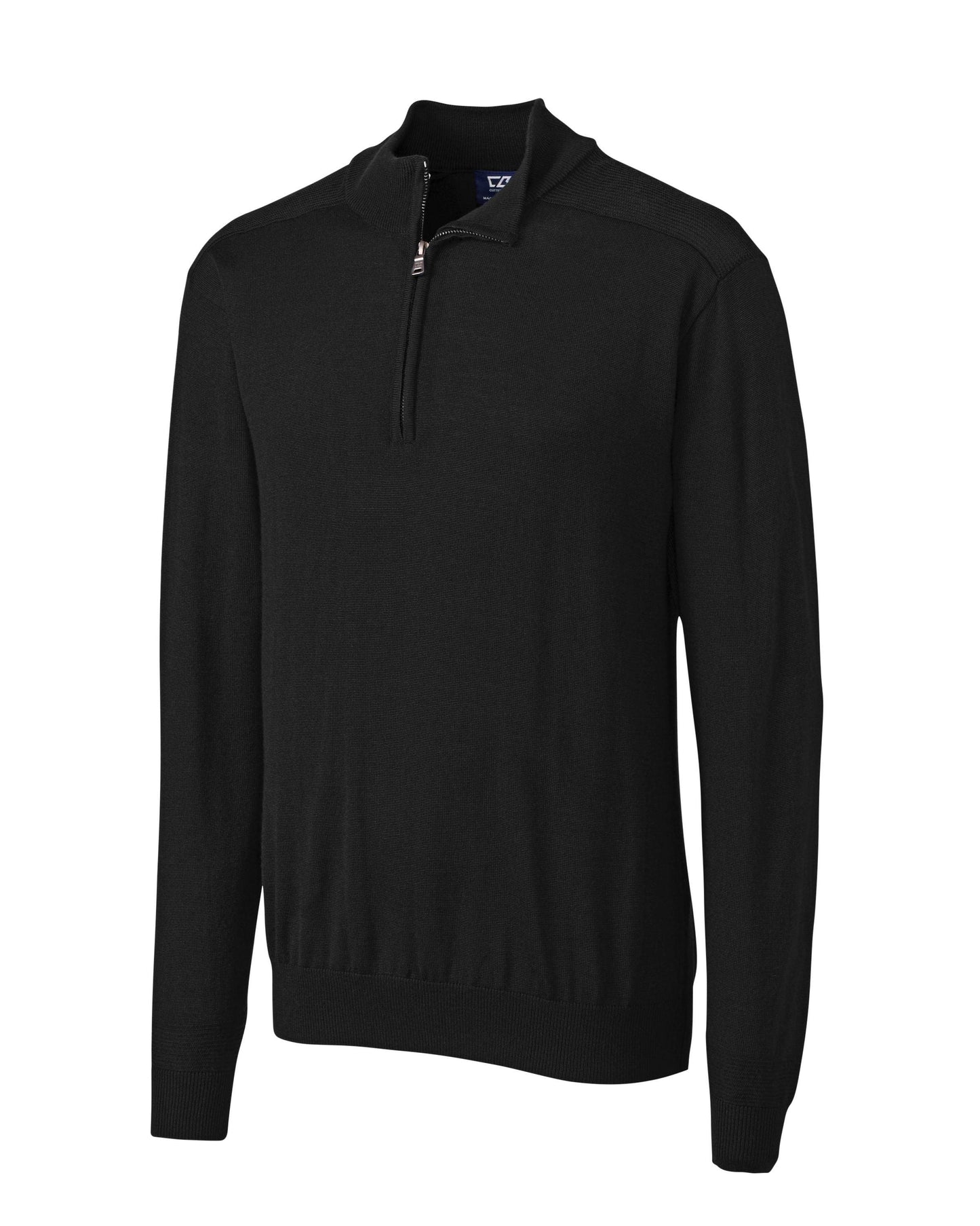 Cutter & Buck Douglas Half Zip Mock Sweater Black - Hajjar's Big & Tall Mens Clothing