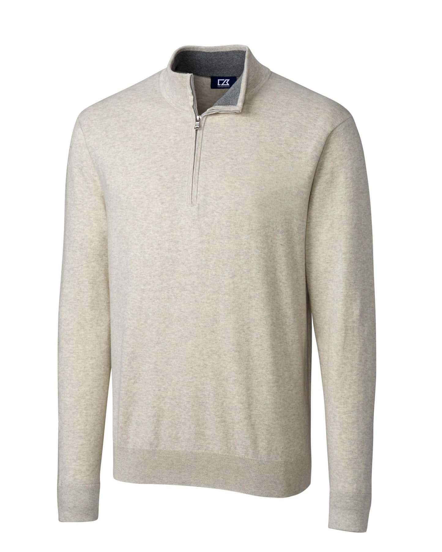 Cutter & Buck Lakemont 1/4 Zip Sweater Oatmeal Heather - Hajjar's Big & Tall Mens Clothing