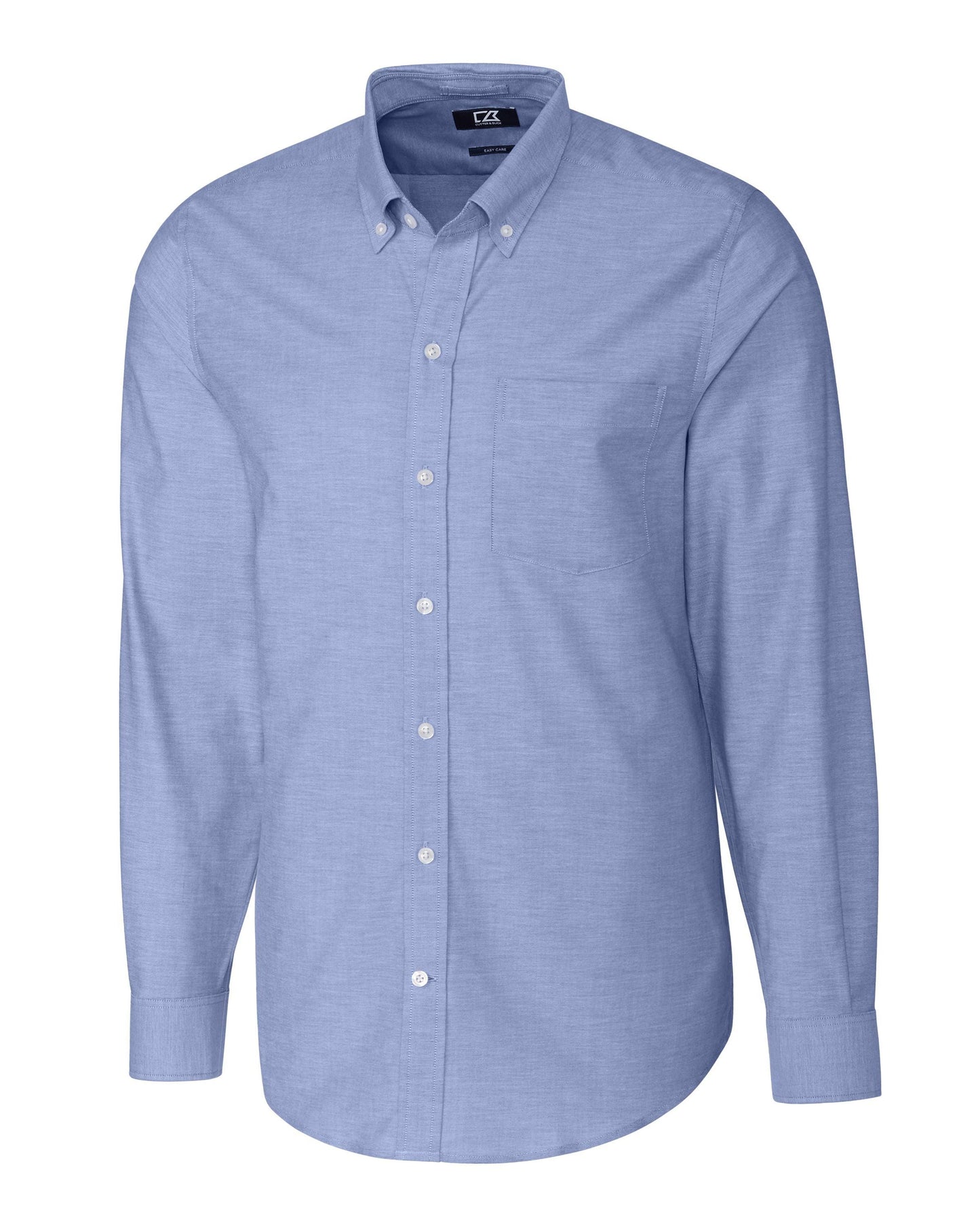 Cutter & Buck Stretch Oxford Dress Shirt French Blue - Hajjar's Big & Tall Mens Clothing