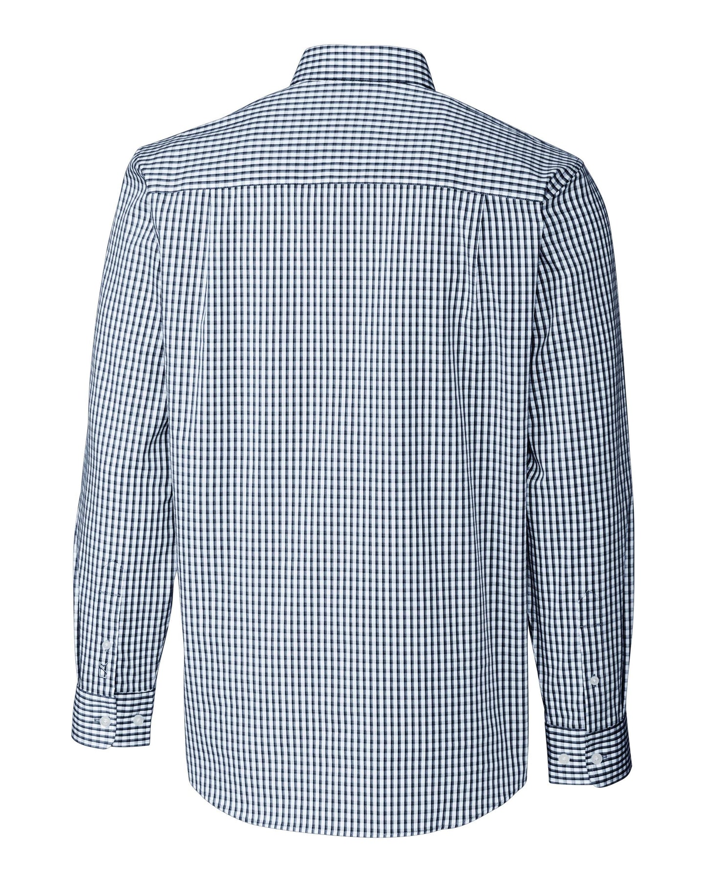 Cutter & Buck Easy Care Stretch Gingham Dress Shirt Liberty Navy - Hajjar's Big & Tall Mens Clothing