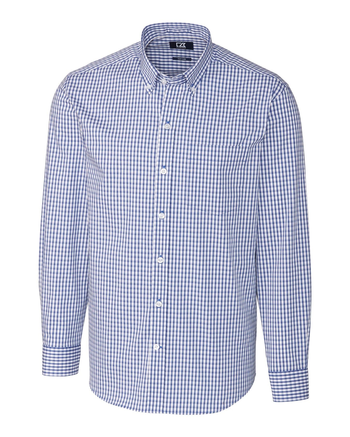 Cutter & Buck Easy Care Stretch Gingham Dress Shirt Tour Blue