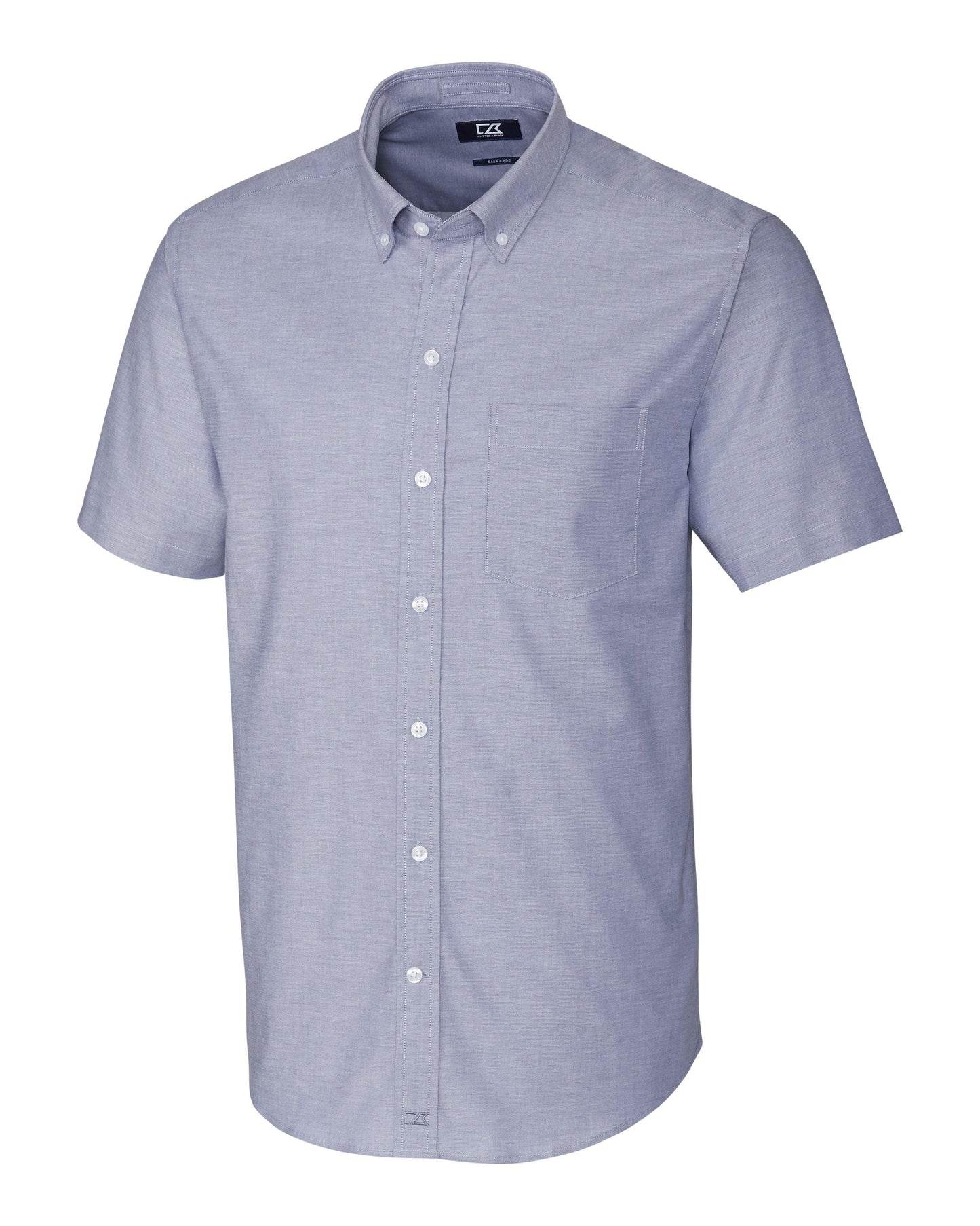 Cutter & Buck Stretch Oxford Short Sleeve Dress Shirt Light Blue - Hajjar's Big & Tall Mens Clothing