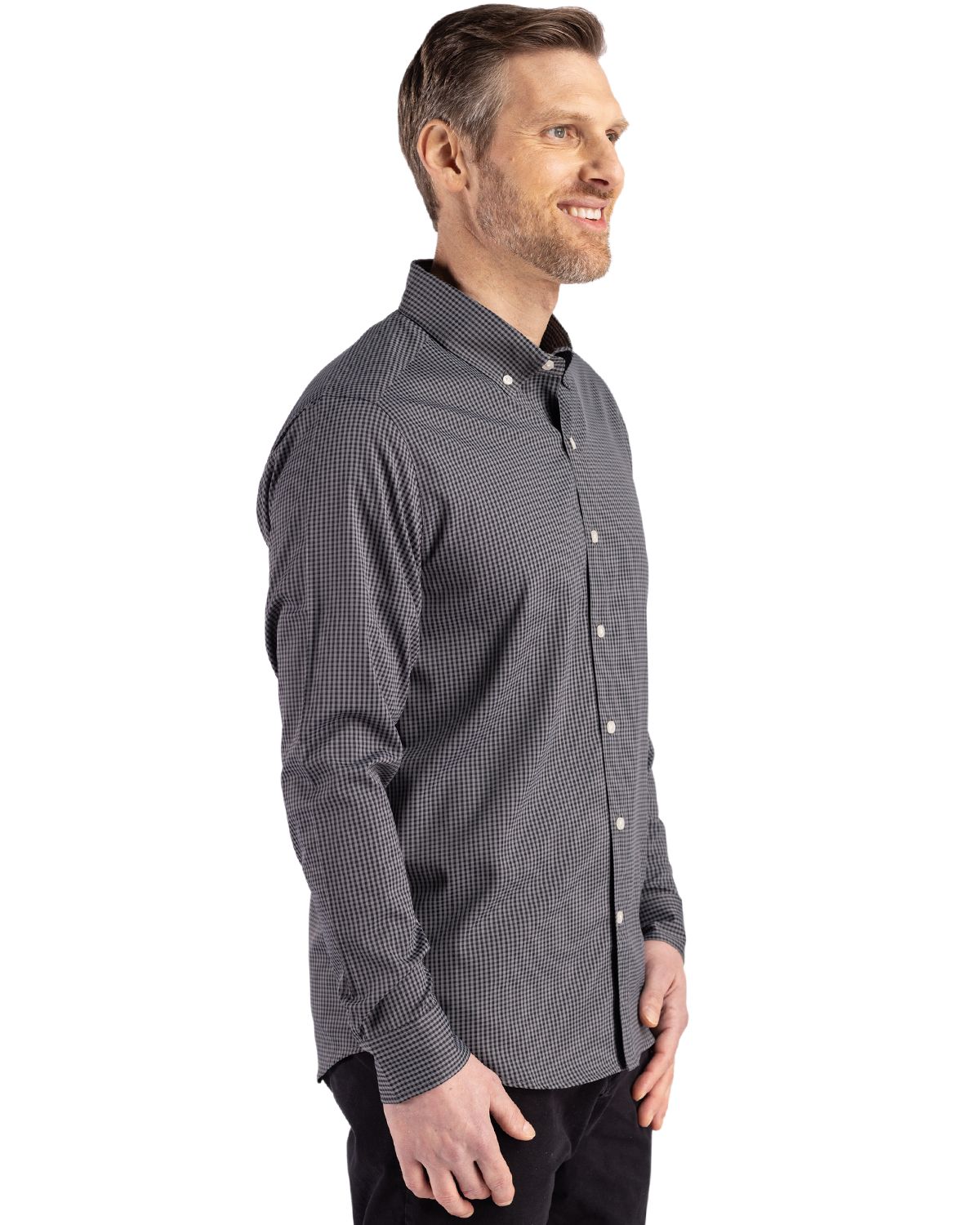 Cutter & Buck Skyline Gingham Dress Shirt Black/Elemental Grey