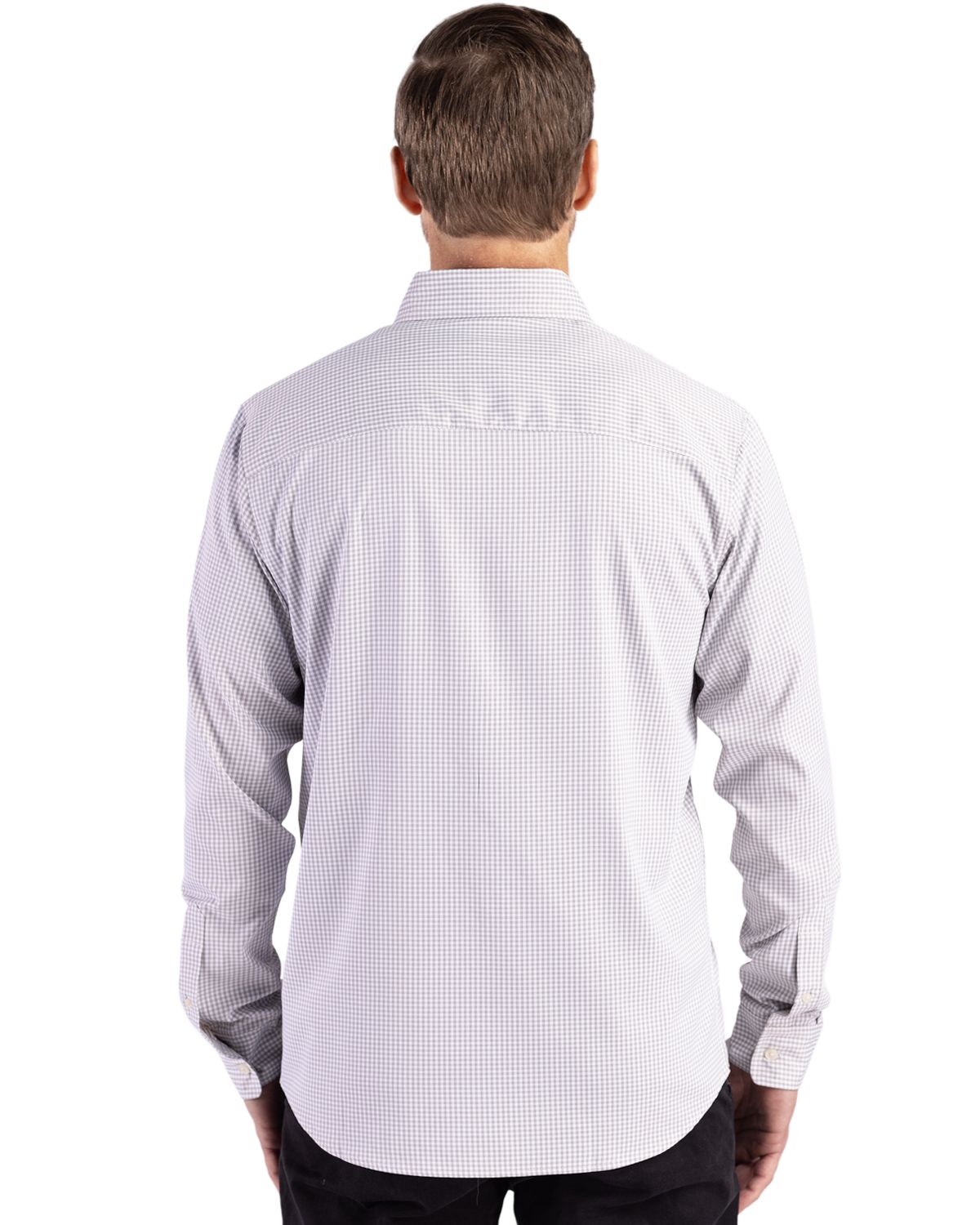 Cutter & Buck Skyline Gingham Dress Shirt Concrete/White