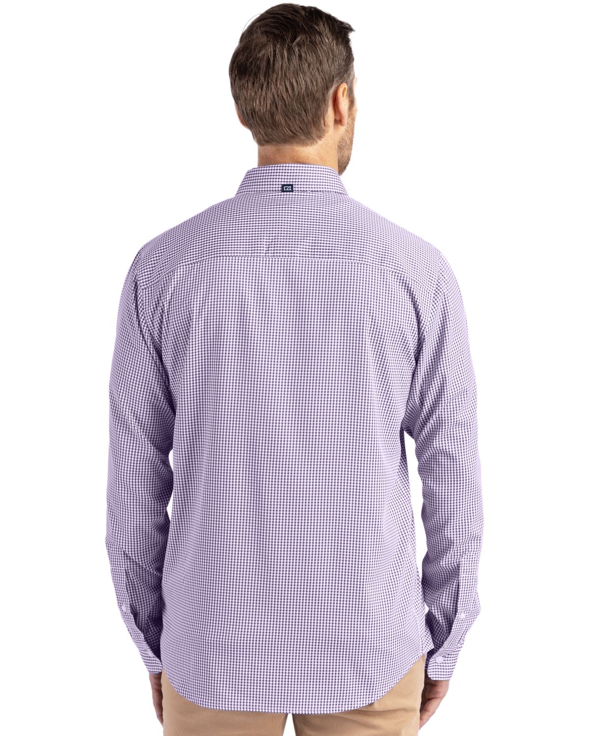 Cutter & Buck Skyline Gingham Dress Shirt College Purple/White
