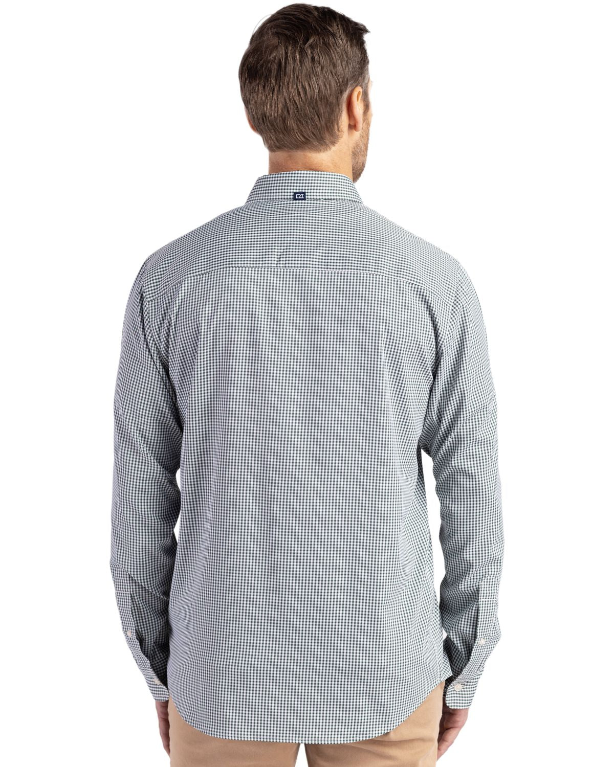 Cutter & Buck Skyline Gingham Dress Shirt Hunter/White