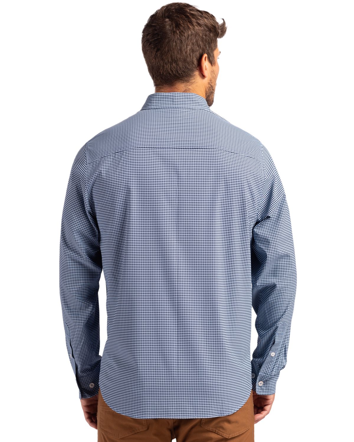 Cutter & Buck Skyline Gingham Dress Shirt Pale Blue/Navy Blue