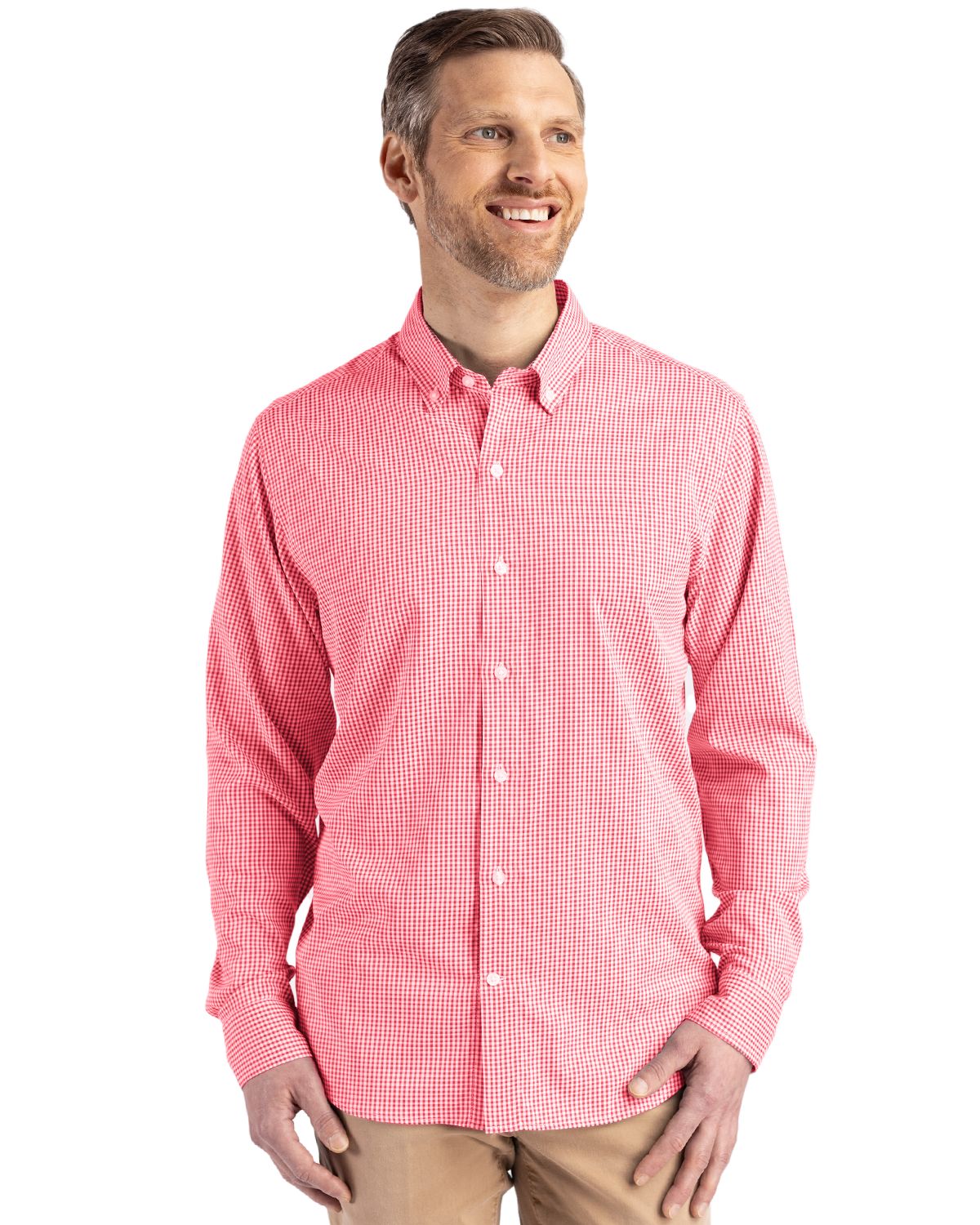 Cutter & Buck Skyline Gingham Dress Shirt Red/White