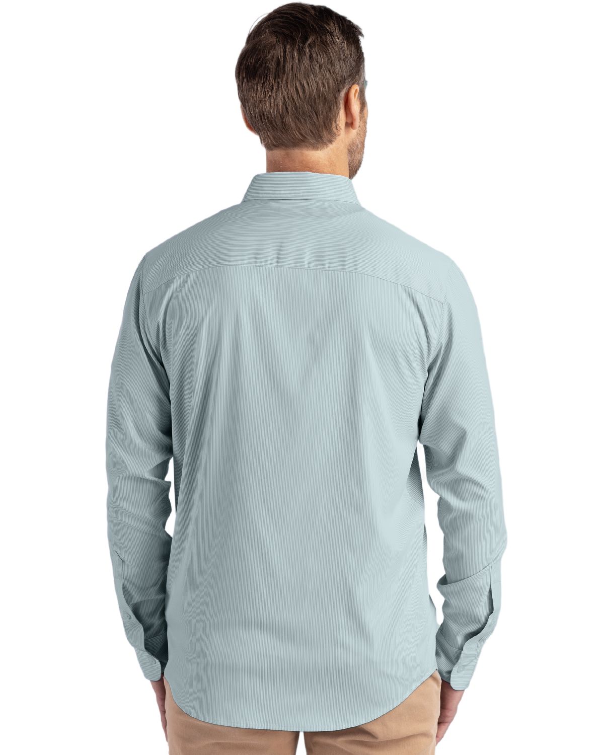 Cutter & Buck Skyline Pinstripe Dress Shirt Hunter/White