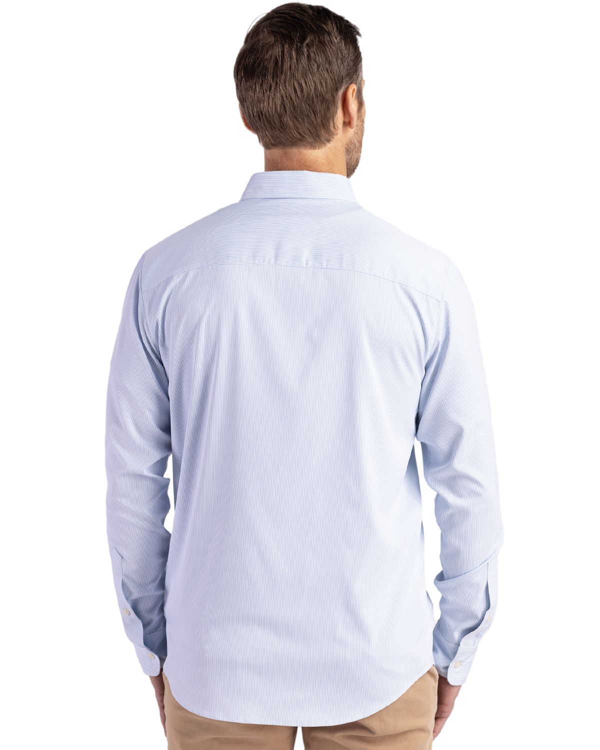 Cutter & Buck Skyline Pinstripe Dress Shirt Pale Blue/White