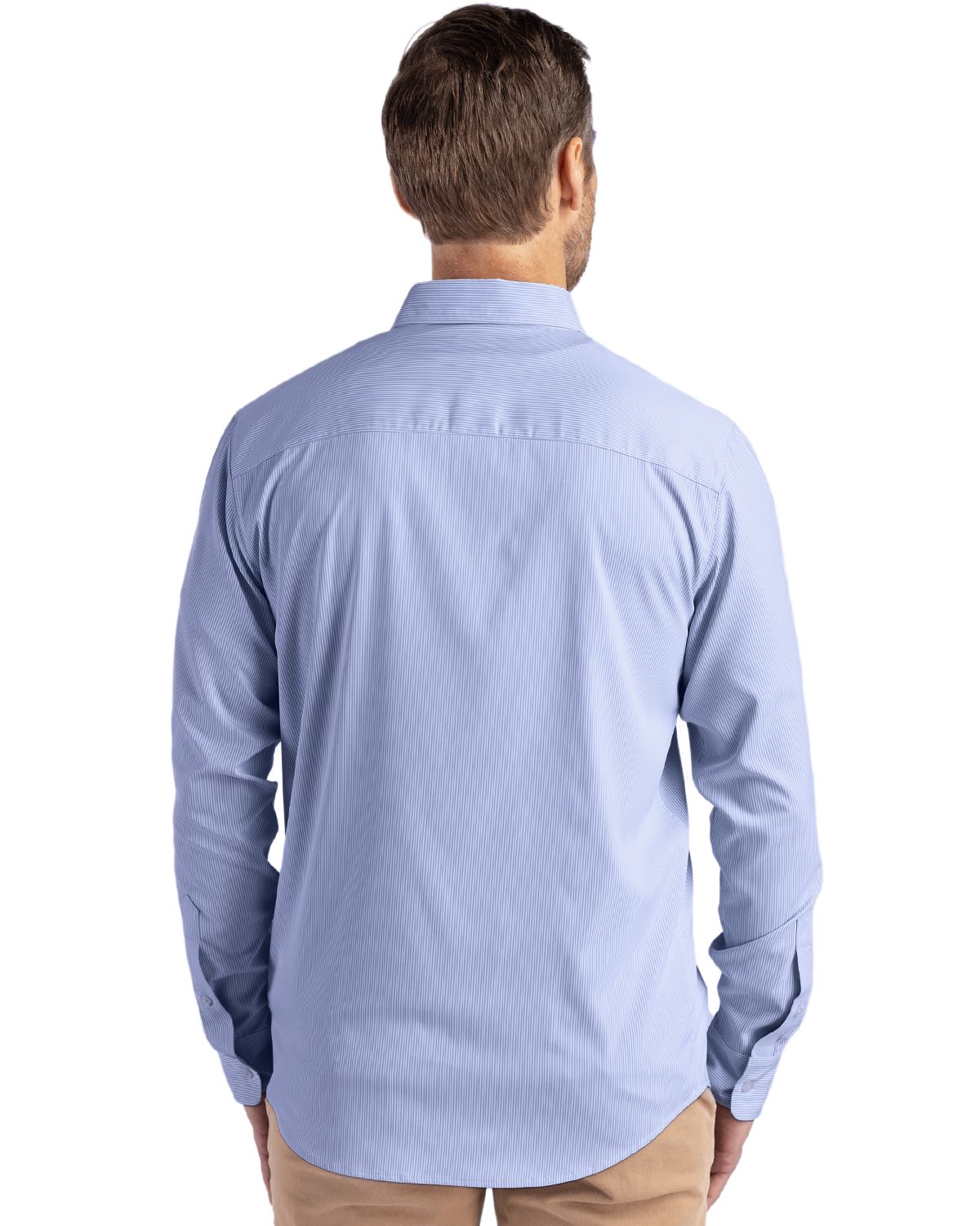Cutter & Buck Skyline Pinstripe Dress Shirt Tour Blue/White