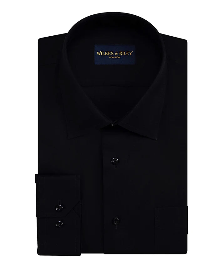 Wilkes and Riley Classic Fit Black Spread Collar Supima Cotton Non-Iron Dress Shirt