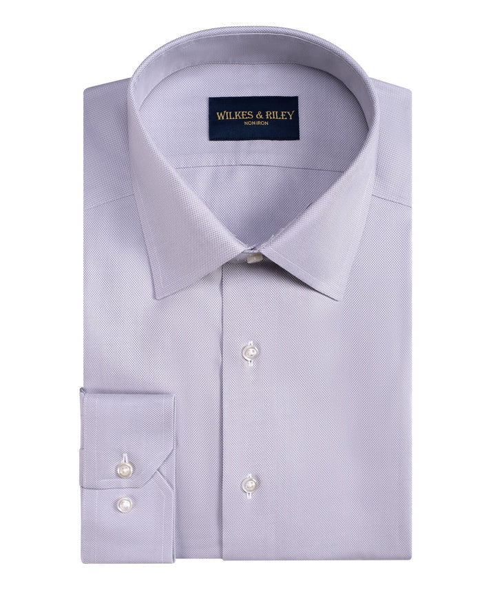 Wilkes and Riley Classic Fit Grey Spread Collar Non-Iron Queens Oxford Dress Shirt