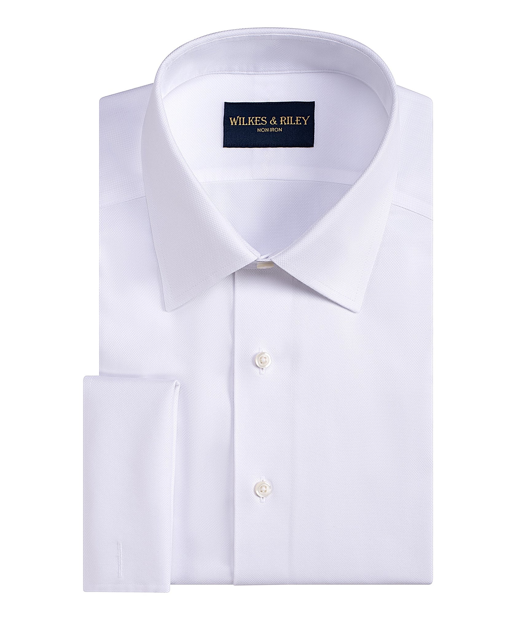 Wilkes and Riley White Spread Collar French Cuff Queens Oxford Formal Shirt 17 / 38/39 Wilkes and Riley White Spread Collar French Cuff Queens Oxford Formal Shirt 17 / 38/39