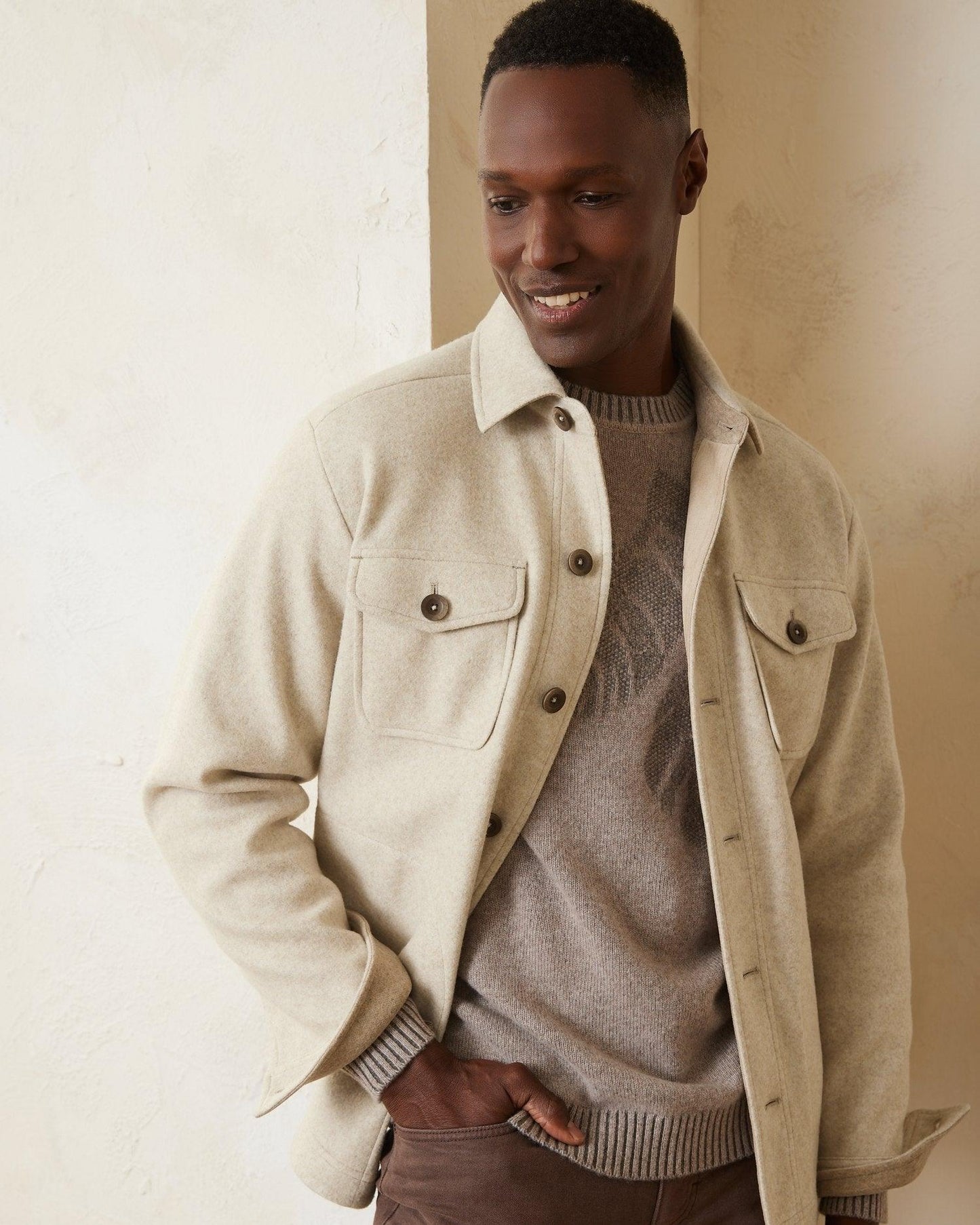 Tommy Bahama Silver Lake CPO Shirt Jacket Twill Heather - Hajjar's Big & Tall Mens Clothing