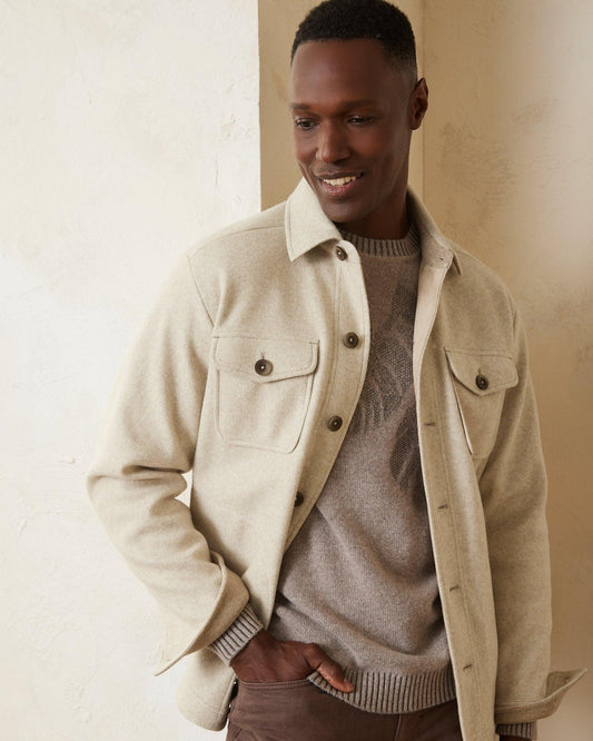 Tommy Bahama Silver Lake CPO Shirt Jacket Twill Heather - Hajjar's Big & Tall Mens Clothing