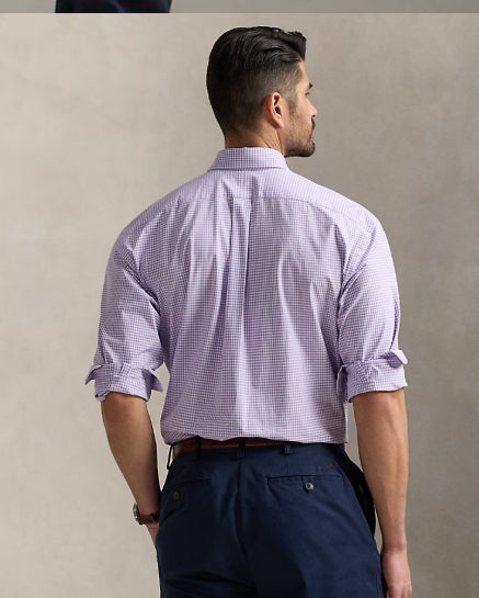 Polo Ralph Lauren Gingham Poplin Long Sleeve Lavender White