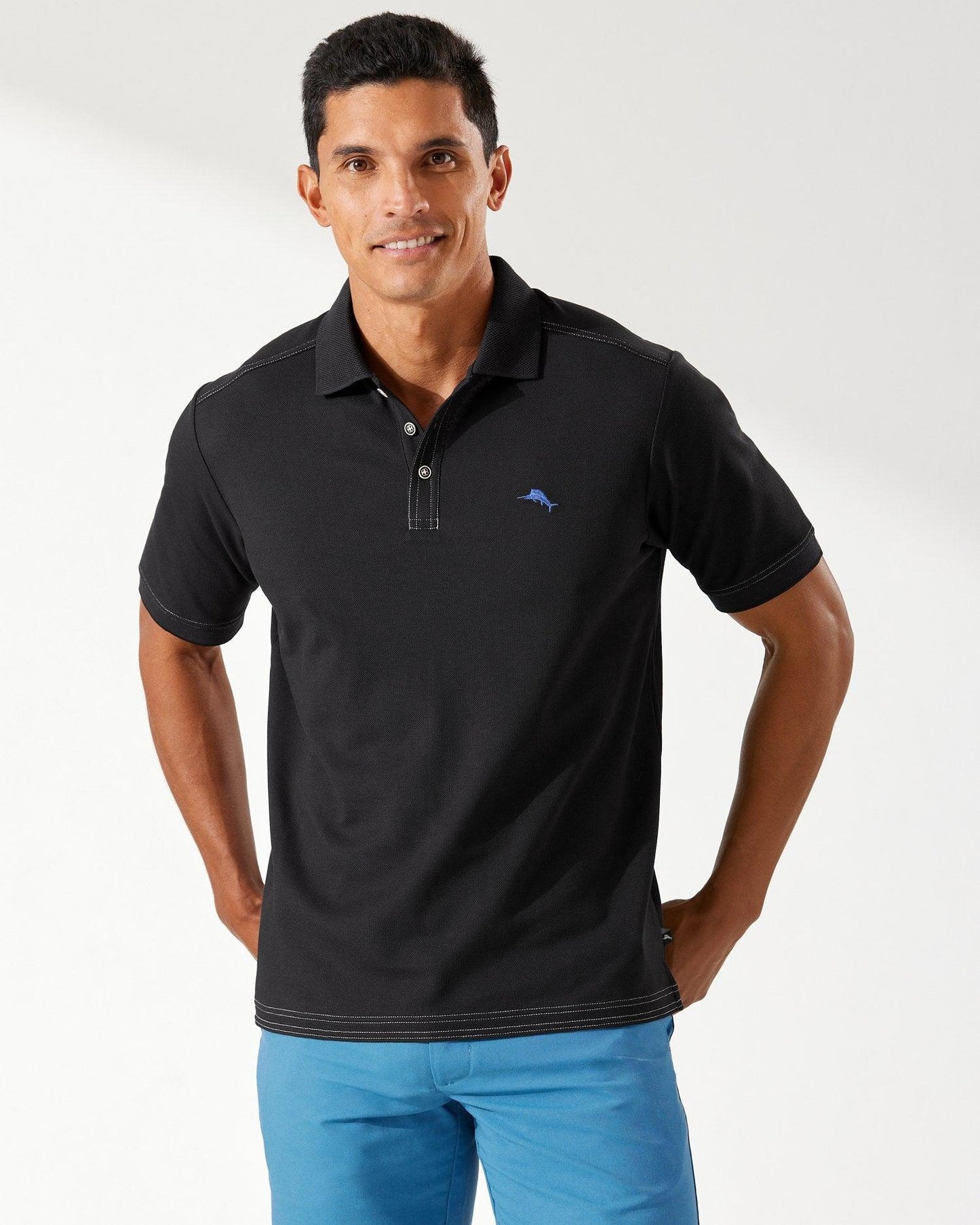 Tommy Bahama Emfielder IslandZone Polo Black - Hajjar's Big & Tall Mens Clothing