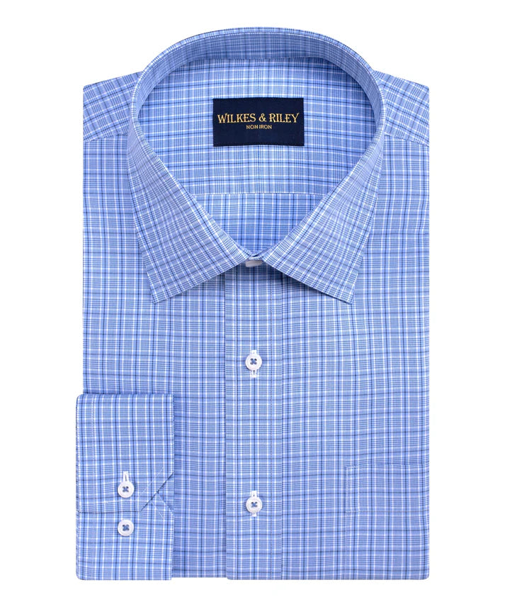 Wilkes and Riley Classic Fit Blue/Navy Plaid Spread Collar Non-Iron Br Hajjar's Big & Tall Mens Clothing Wilkes and Riley Classic Fit Blue/Navy Plaid Spread Collar Non-Iron Br Hajjar's Big & Tall Mens Clothing
