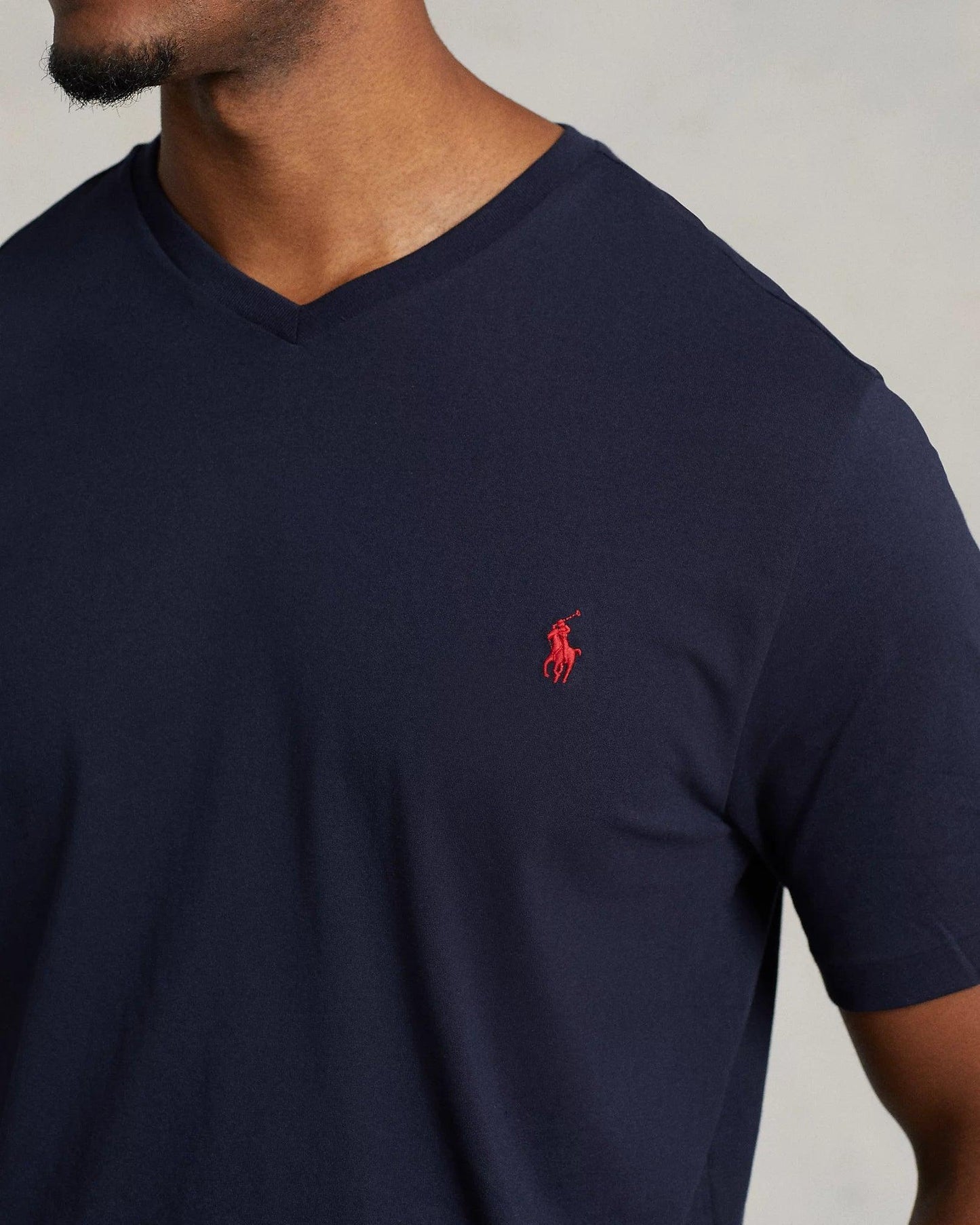 Polo Ralph Lauren Jersey V-Neck T-Shirt Navy - Hajjar's Big & Tall Mens Clothing
