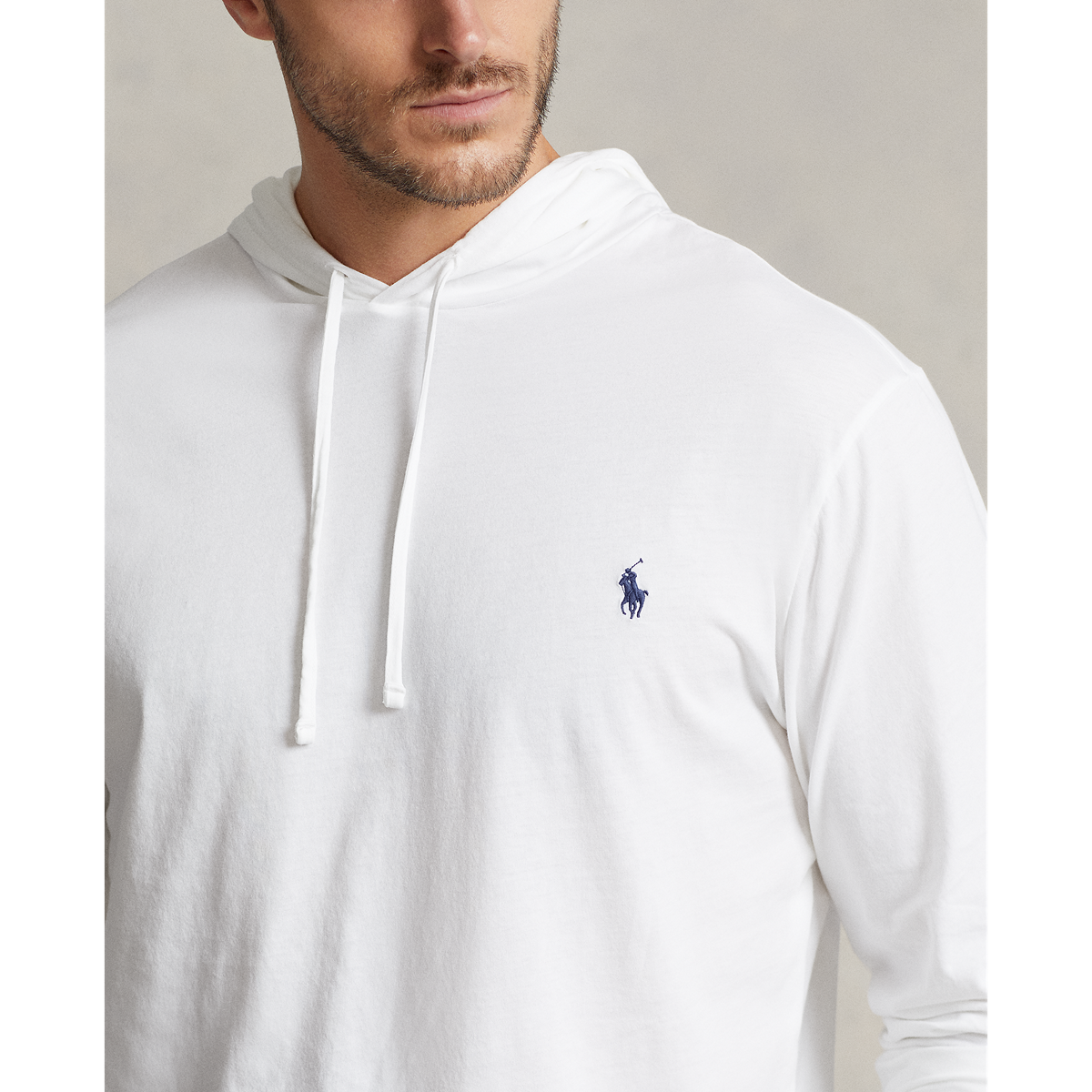 Polo Ralph Lauren Long Sleeve Jersey Knit Hooded T Shirt White