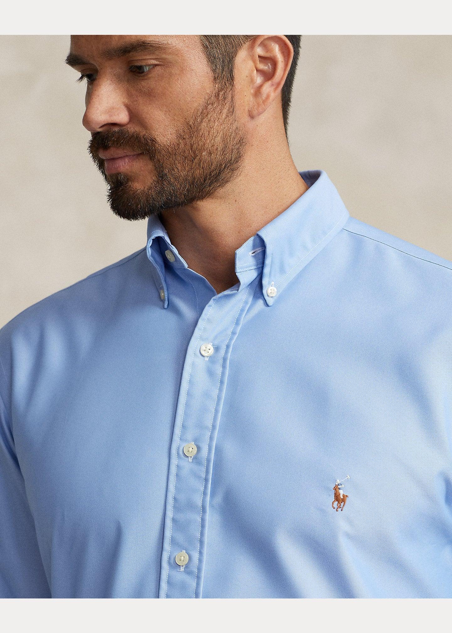 Polo Ralph Lauren Performance Oxford Shirt Blue - Hajjar's Big & Tall Mens Clothing