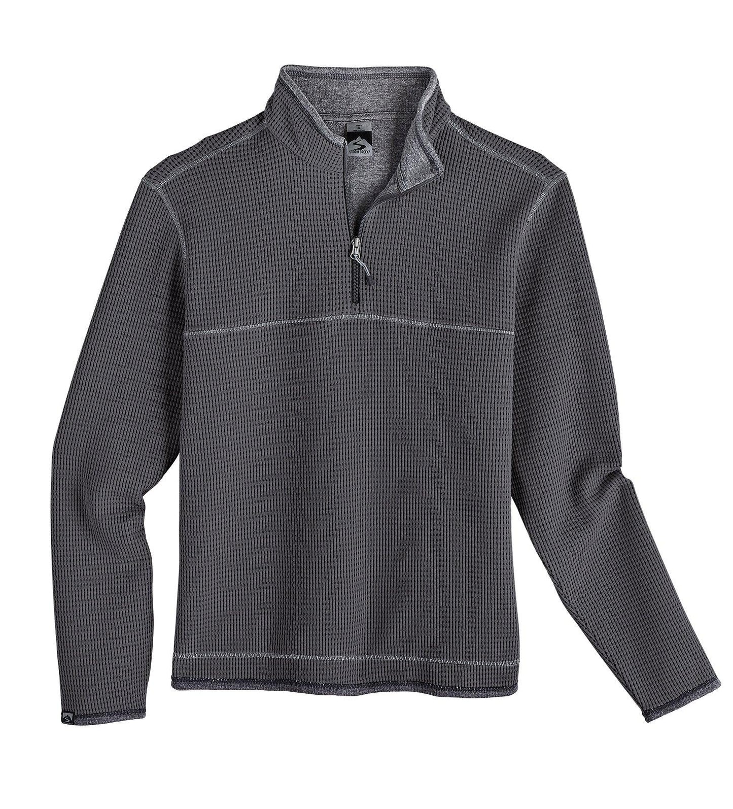 Storm Creek Maverick Waffle Knit Pullover Grey - Hajjar's Big & Tall Mens Clothing