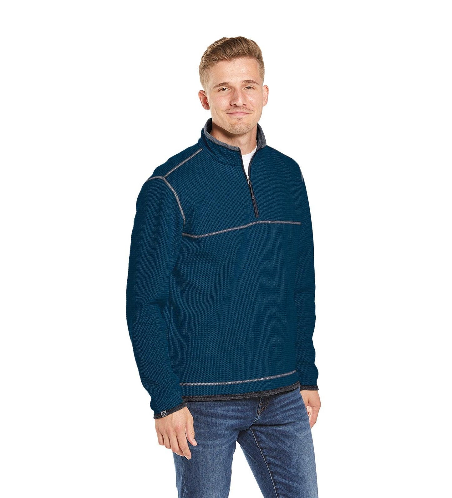 Storm Creek Maverick Waffle Knit Pullover Navy - Hajjar's Big & Tall Mens Clothing