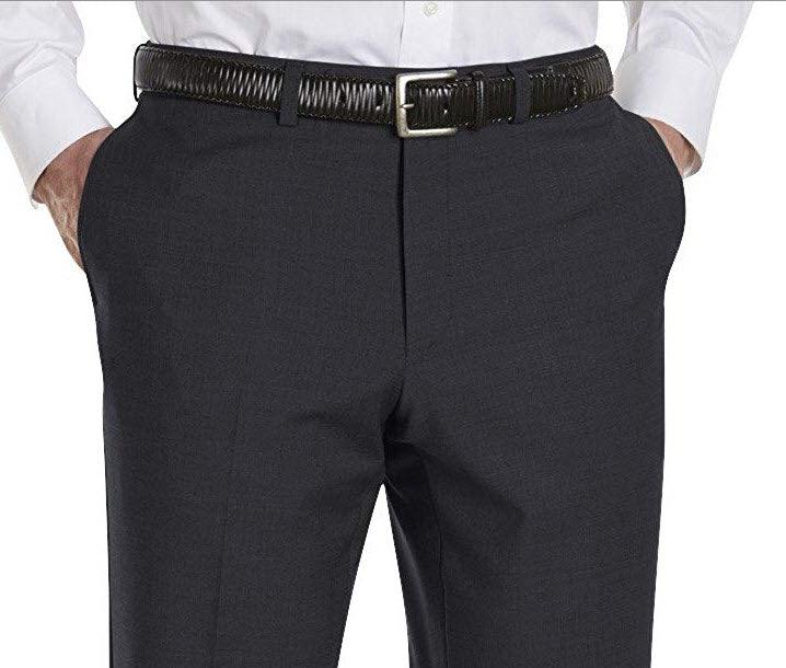 Jack Victor Riviera Traveler Flat-Front Pants Charcoal - Hajjar's Big & Tall Mens Clothing