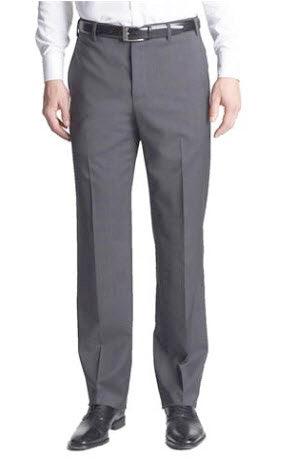 Jack Victor Riviera Traveler Flat-Front Pants Med Grey - Hajjar's Big & Tall Mens Clothing