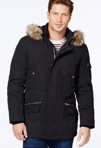 Nautica Parka with Removable Faux-Fur Hood - Hajjar's Big & Tall Mens Clothing