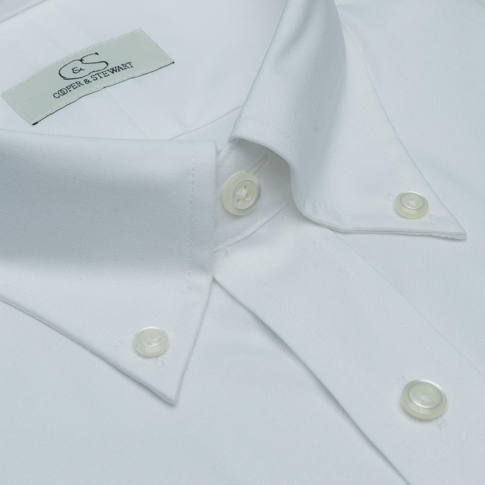 Cooper & Stewart Non-Iron Pinpoint Button Down White - Hajjar's Big & Tall Mens Clothing
