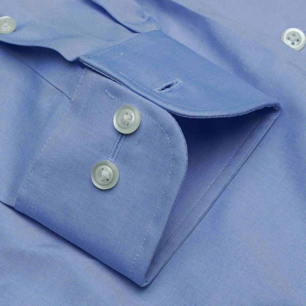 Cooper & Stewart Non-Iron Pinpoint Spread Collar Blue - Hajjar's Big & Tall Mens Clothing