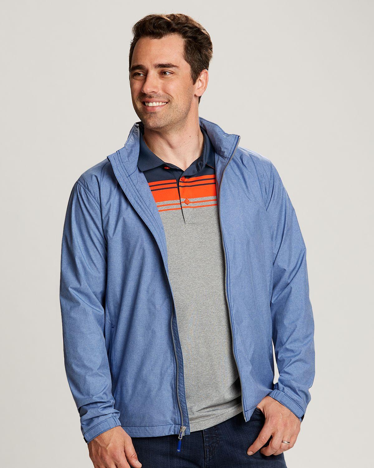 Cutter and Buck Panoramic Packable Jacket Tour Blue - Hajjar's Big & Tall Mens Clothing